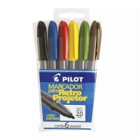 Caneta Retroprojetor Pilot 2,0mm Sortido Pct 6un