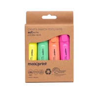 Marca Texto Maxprint Ecowrite Hype Neon Estojo com 4 Cores