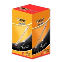 Caixa com 50 Unidades Caneta Bic Cristal Vermelha Ponta Fina