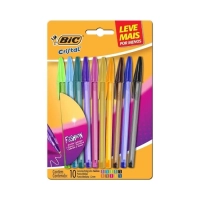 Caneta Esferografica Cristal Fashion 1.2mm Blister C/10 Cores Bic