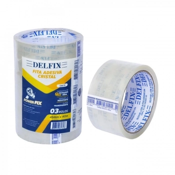 Fita para Embalagem 45mm X 40m Transparente Delfix Pacote com 03 Unidades