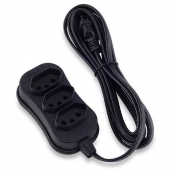 Extens�o 5m Force Line 3 Tomadas Tripolares Preto Bivolt