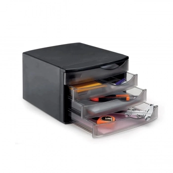 Gaveteiro com 4 Gavetas Waleu Preto/Fum�