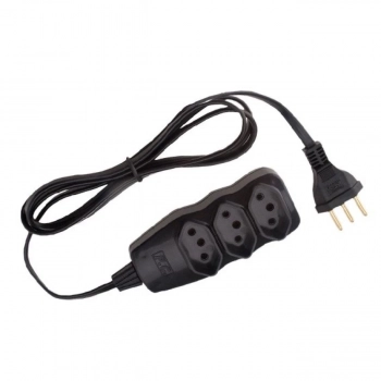 Extens�o 3m Force Line 3 Tomadas Tripolares Branco Cabo Bivolt 0180200250