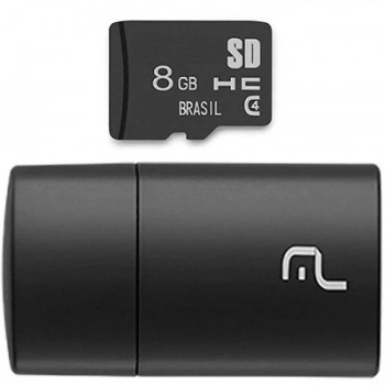 Cart�o de Mem�ria 8gb Micro Sd+ Adaptador Pen Drive Multilaser Mc161