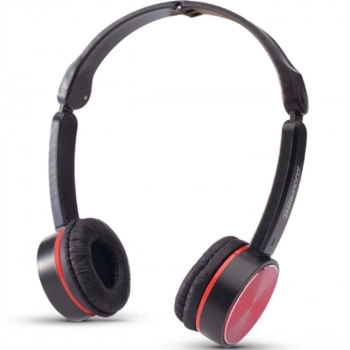 Fone de Ouvido com Microfone Dobr�vel Preto e Vermelho