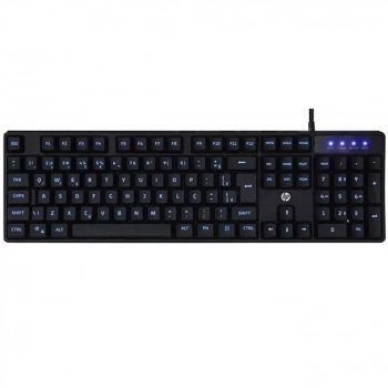 Teclado Hp Usb Gamer Membrana K300 com Led Azul