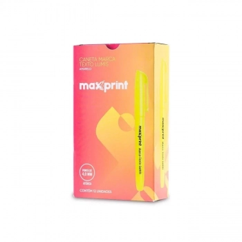 Caneta Marca Texto Lumis Amarela Cx C/ 12 Ponta Poliester