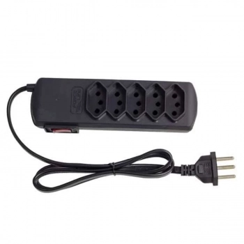 Filtro de Linha Forceline 5 Tomadas Incorp Slim Bivolt Preto Flowpack