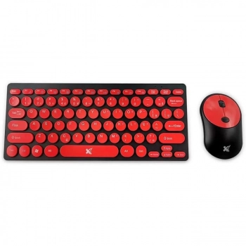 Kit Teclado e Mouse Freestyle V2 Sem Fio Preto/Vermelho