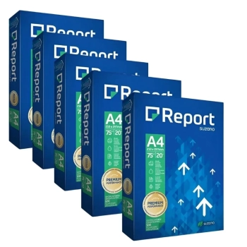 5 Resmas Papel A4 Report Alcalino Premium 75grs 210x297 C/ 500 Folhas