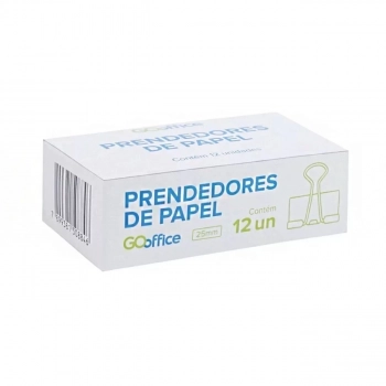 Prendedor de Papel Go Office Preto 25mm Cx 12un
