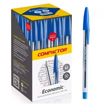 Caneta Esferografica Compactor Economic 1.0mm Azul Cx 50un
