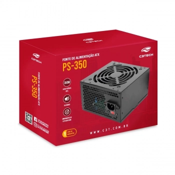 Fonte Atx 350w Ps-350bk Preta C3tech S/Cabo