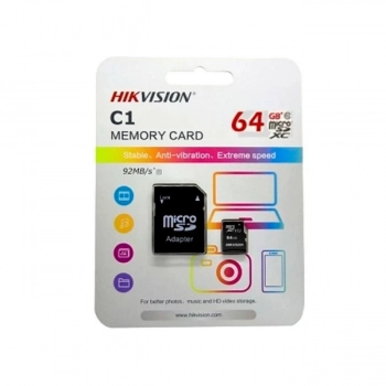 Cartao de Memoria 64gb Sd Hikvision Class 10uhsi Micro+adaptador Hstfc164gadapter
