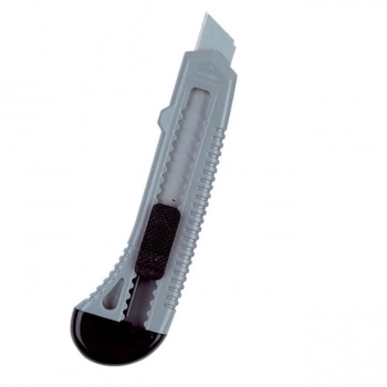 Estilete Plastico Go Office 18mm Lamina Larga Cinza