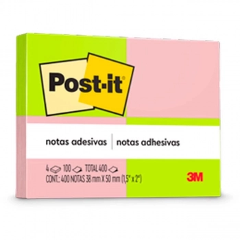 Bloco Adesivo Post-it 3m 38x50mm Cores Rosa e Verde Neon com 4un