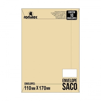 Envelope Saco Gpk Kraft Natural 110x170mm 75g Pct 10un