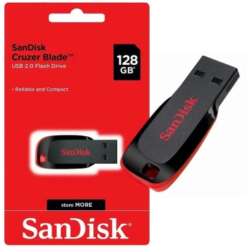 Pen Drive 128gb Sandisk Cruzer Blade Preto/Vermelha