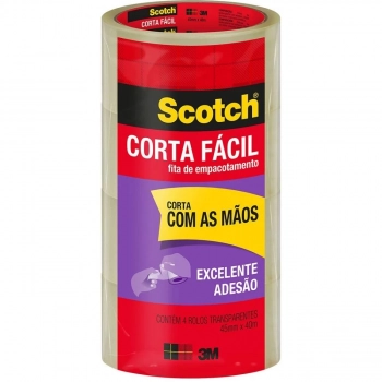 Fita Adesiva 45mmx40m Corta Facil Scotch 3m C/4un