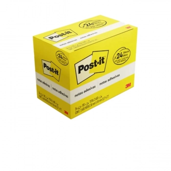 Bloco Adesivo Post-it 3m 38x50mm Amarelo 20un + 4un Gratis