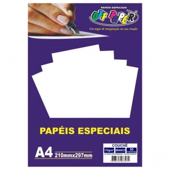 Papel Couche A4 170g Off Paper Branco Pct 50fls