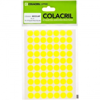 Etiqueta Multiuso Colacril 6021af Amarelo Fluorescente 13mm com 420un