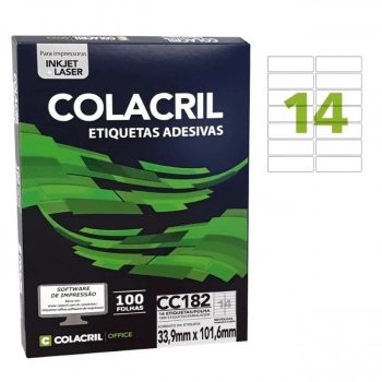 Etiqueta Laserjet Carta Cc182 33,9x 101,6 X 2 Colacril com 100 Folhas
