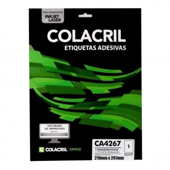 Etiqueta Laserjet A4 Ca4267 297x 210 X 1 Colacril com 25 Folhas