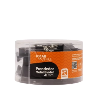 Prendedor de Papel Jocar Office Preto 41mm Pote com 24 Un