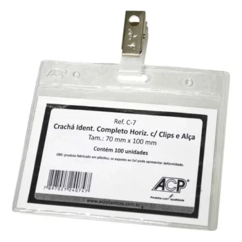Cracha Identificador com Clips e Alca Acp 70mmx100mm