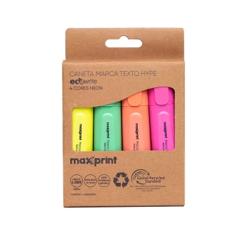 Marca Texto Maxprint Ecowrite Hype Neon Estojo com 4 Cores