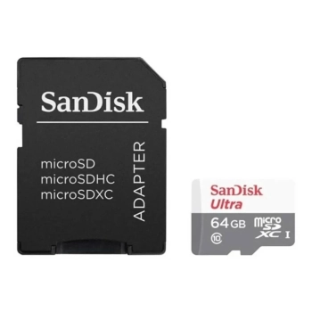 Cartao de Memoria Sandisk Ultra 64gb Micro Sd Sdxc Uhs-i Classe 10 C/ Adaptador - Sdsqunr-064g-gn3ma