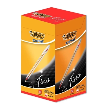 Caixa com 50 Unidades Caneta Bic Cristal Vermelha Ponta Fina